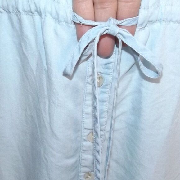 THREAD & SUPPLY Dress, M, Chambray Blue, Button front/Collar, Mini, Drawstring - Picture 6 of 13